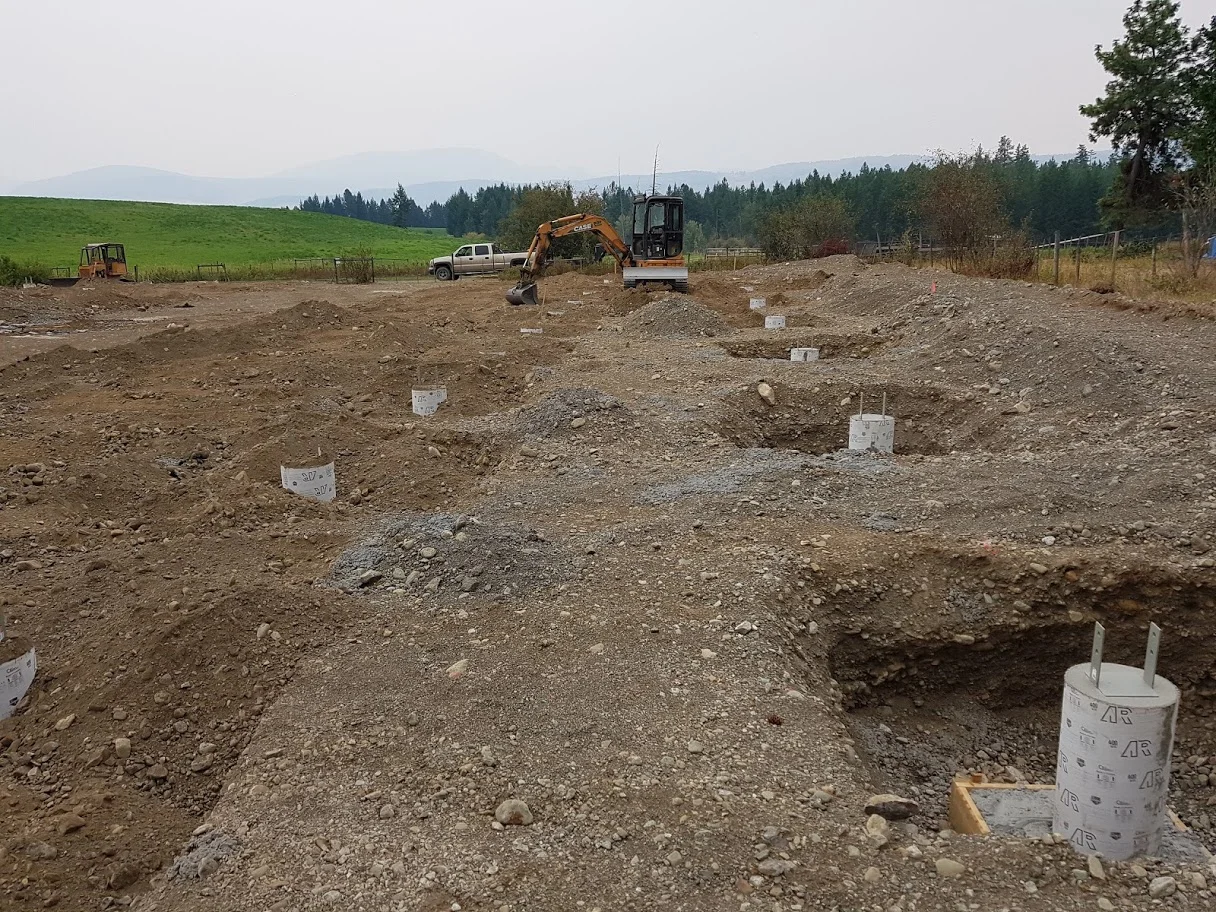 Pole Barn in Kamloops dig, form, concrete and backfill