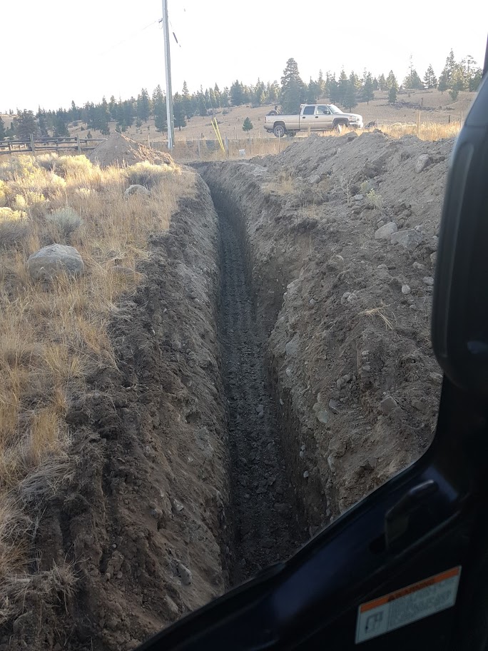 Stump lake water line excavation