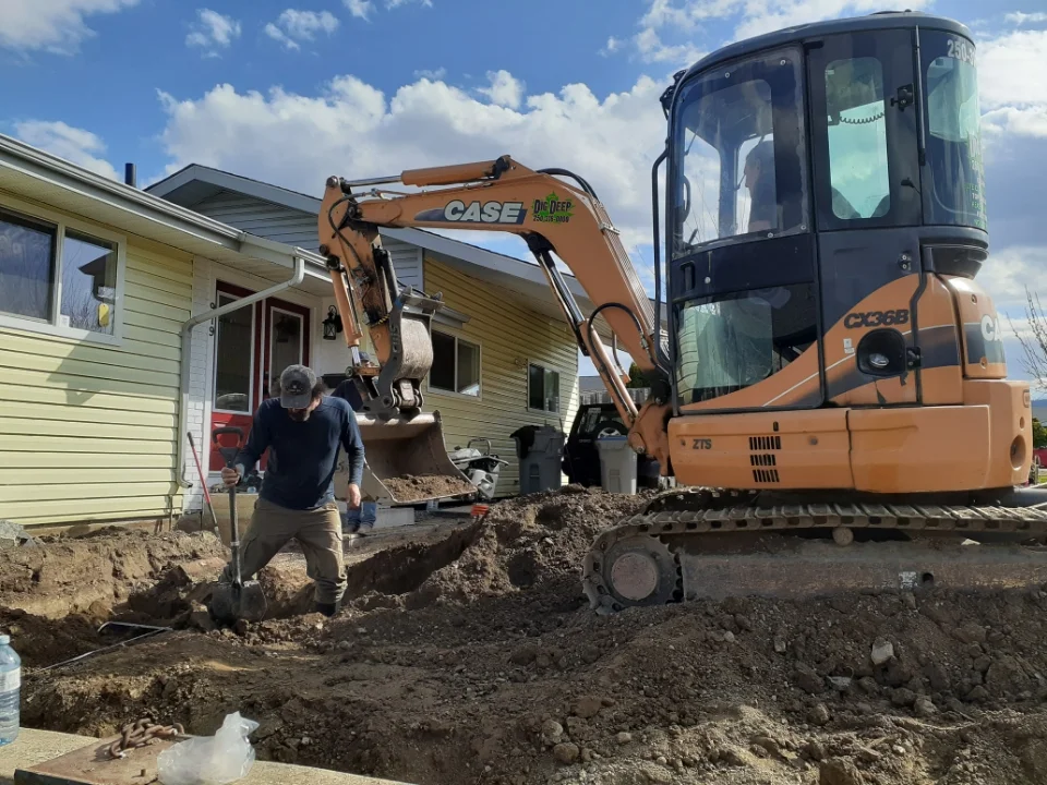 Kamloops retaning wall restoration - dig and backfill